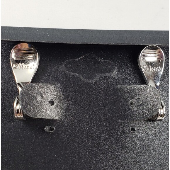 Vintage Signed Monet Architectural Geometric Ribbed Arch Clip On Earrings - Picture 10 of 15